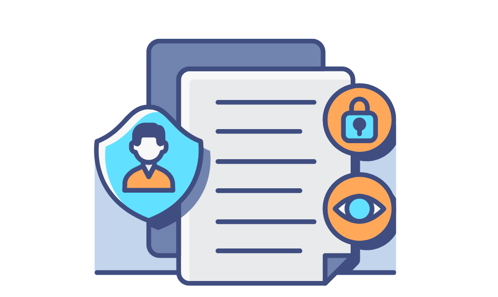 Confidential agreement with icons representing security, privacy, and trustworthiness